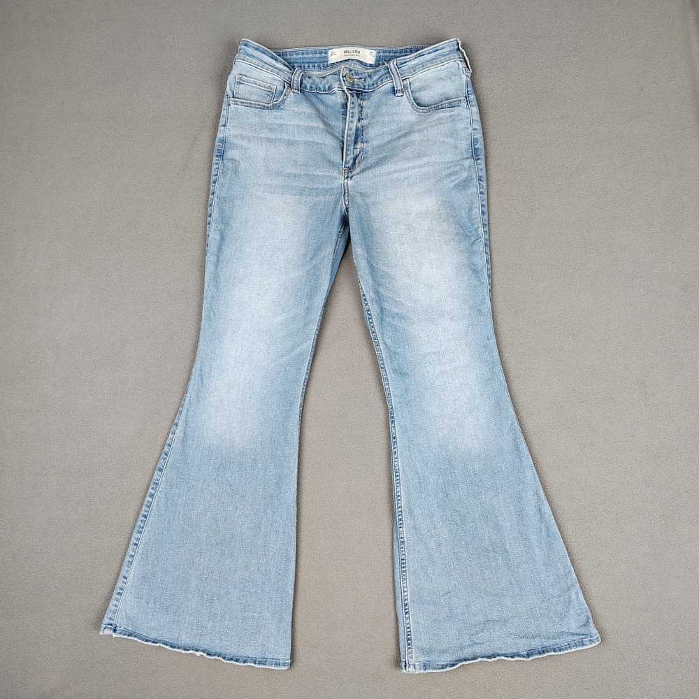 Hollister High Rise Flare Bell Bottom Jeans Women 31 Short Blue Hippie Babe 27"